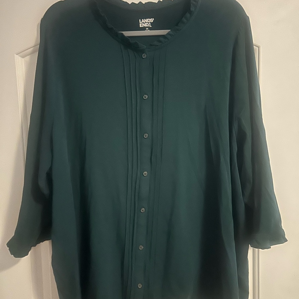 Lands' End Women's Deep Green Blouse